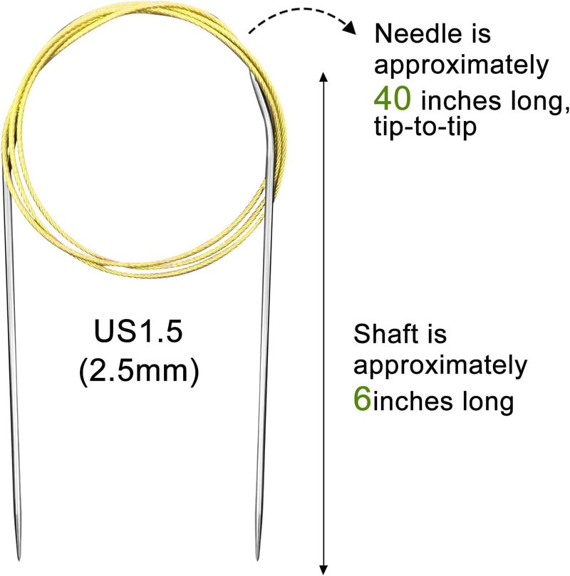 Soosui 2.5 mm Circular Knitting Needles US1.5 |40 inches/100 cm | Suitable for Beginners to Knit Sweaters, Scarves, Blankets and Other Projects! - Image 2